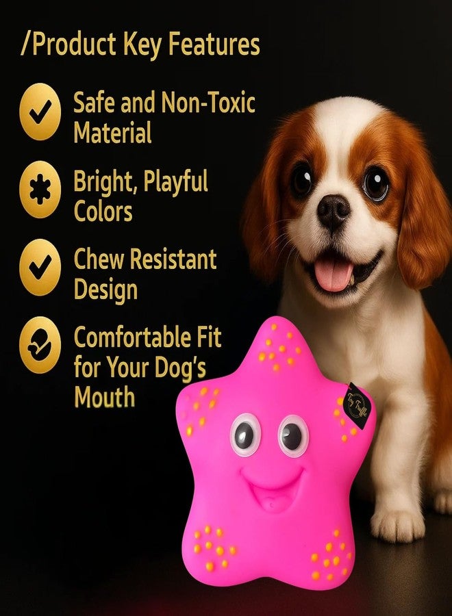 Toy Truffle لعبة نجم البحر الكمأة الصريرية للكلاب | لعبة مضغ ناعمة مع وجه مبتسم ونقاط بارزة للكلاب والجراء | صفارة مدمجة للعب والعض والشد والجلب والمضغ | لعبة حيوانات أليفة من مطاط اللاتكس الوردي الفاتح. - Image 4